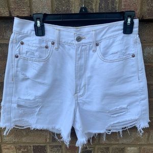 American Eagle Distressed White Denim Shorts